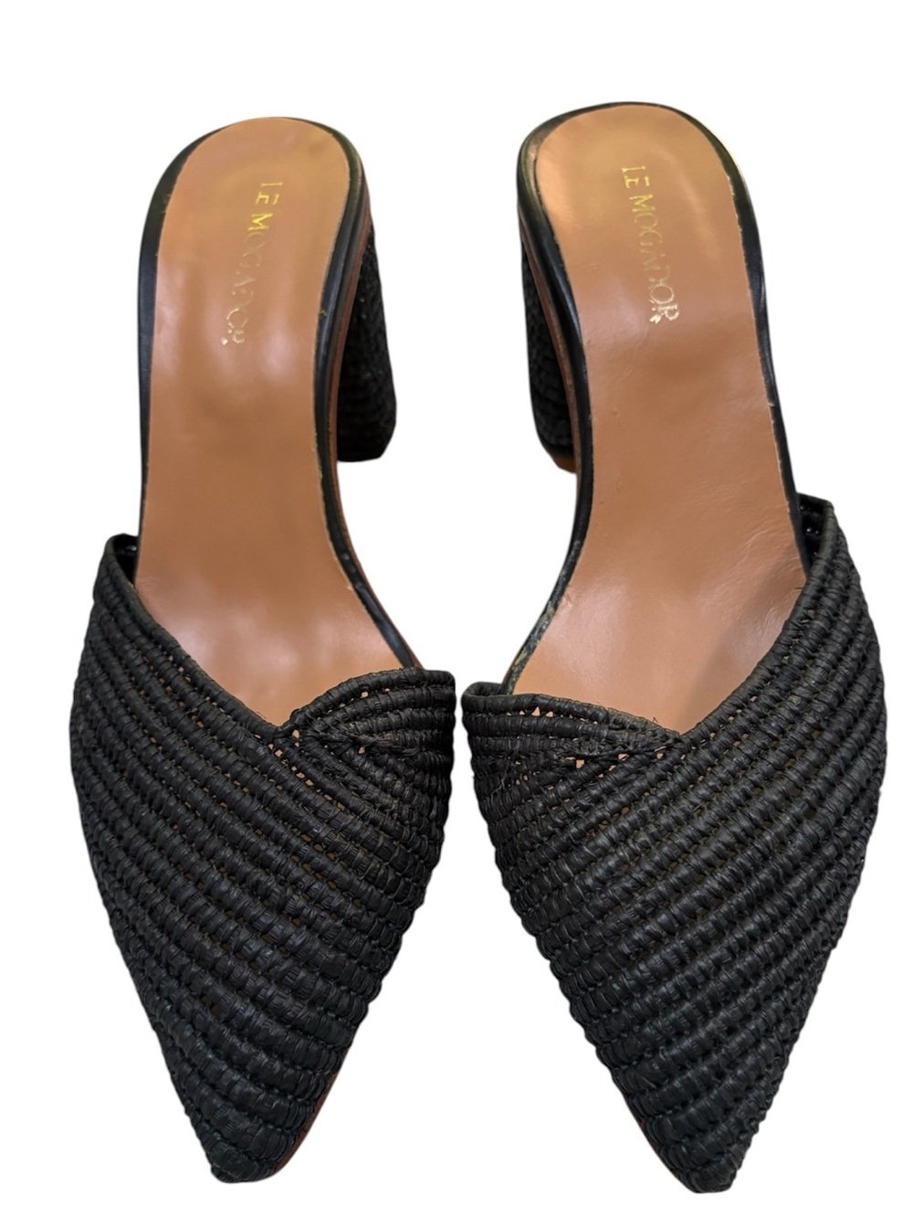 Le Mogador Handwoven Mule Heels-Black. Size 37-New! Best for US sizes 6.5 or 7